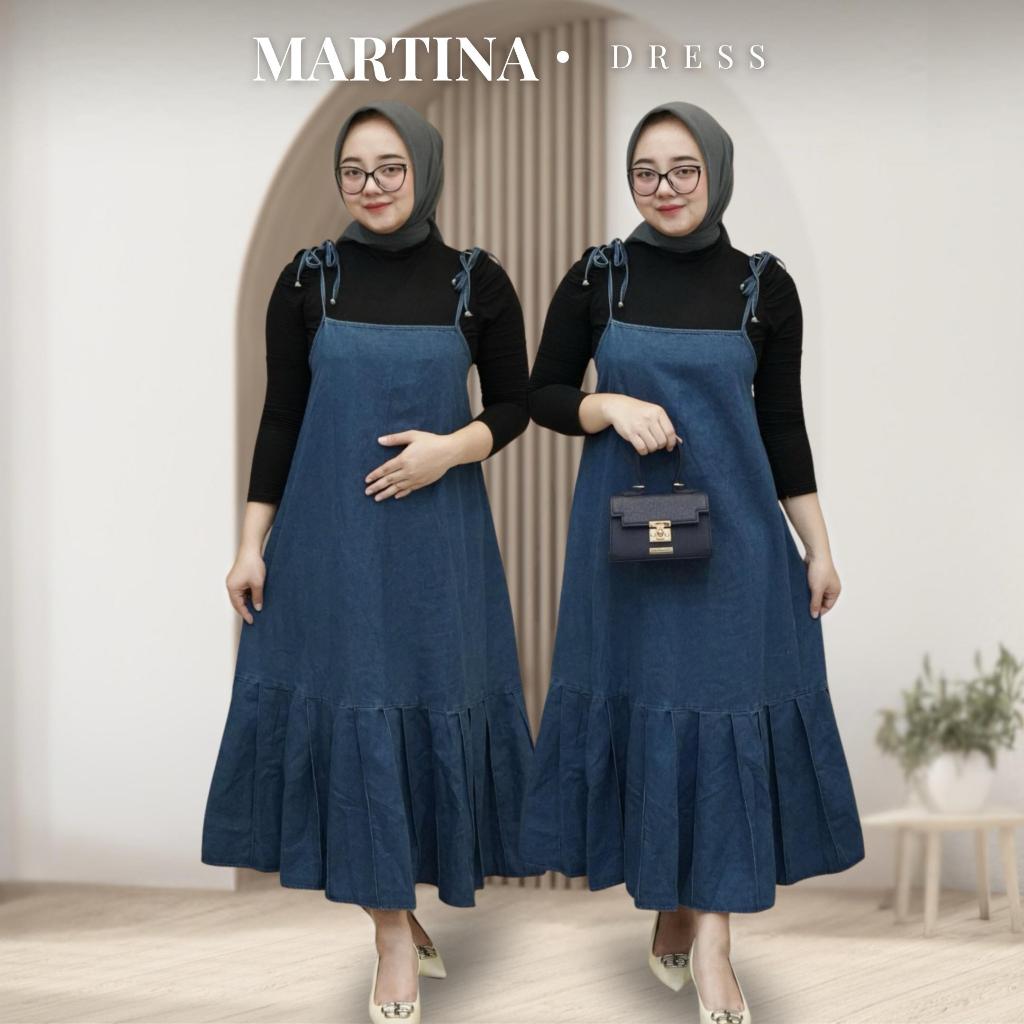 Martina Dress - Overall Jeans Lengan Kutung Wanita (Tanpa Manset)