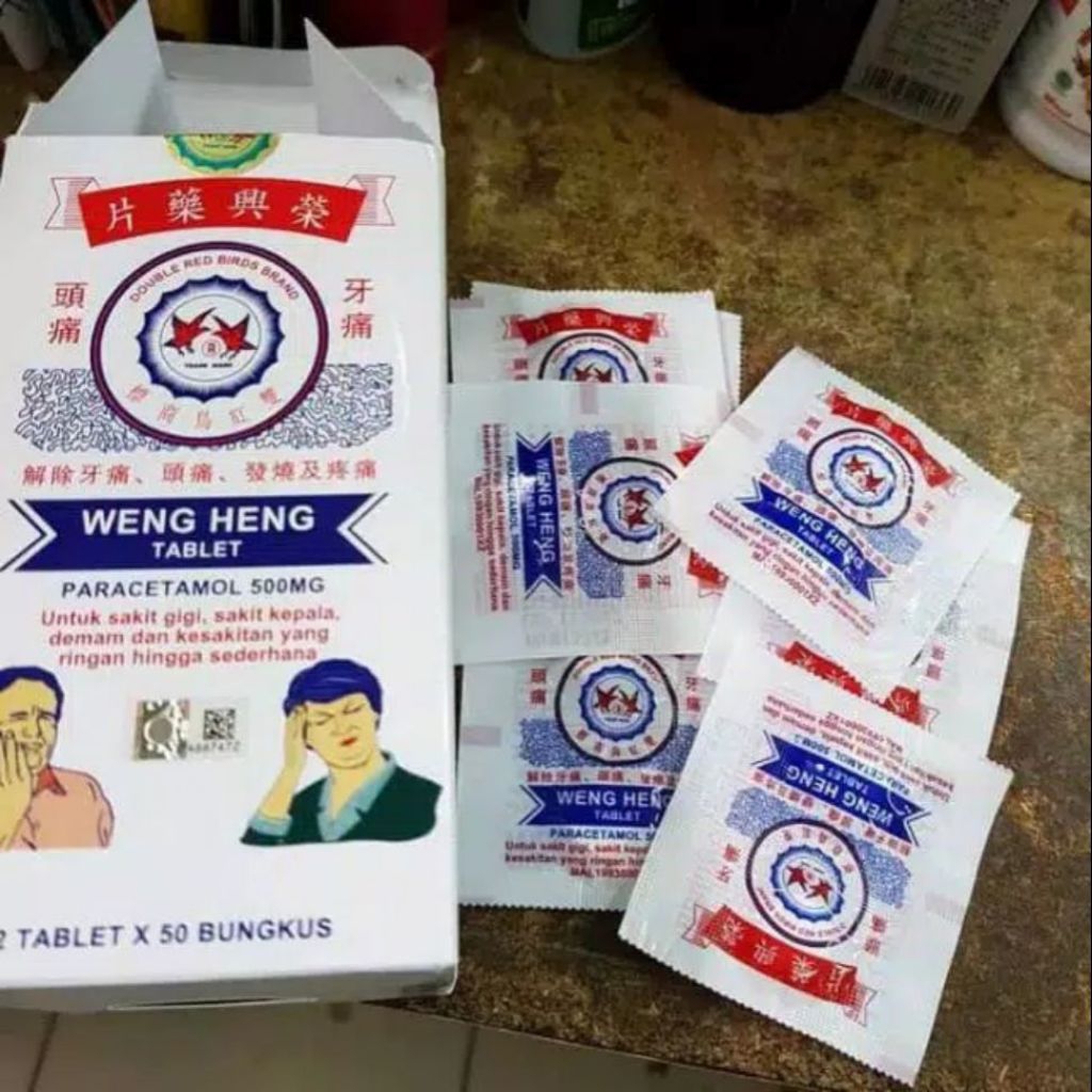 Weng Heng Paracetamol isi 2 Tablet - Ampuh Untuk Sakit Kepala, sakit gigi obat sakit kepala dan gigi