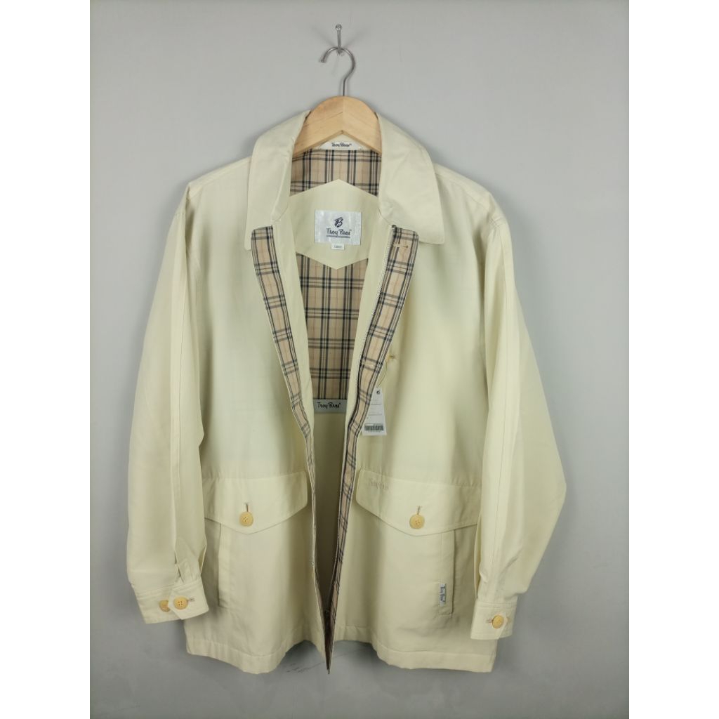 Jaket Troy Bross Californ1a U. S. A Kasual Original_Krem Kekuningan_Like New_Size L fit XL