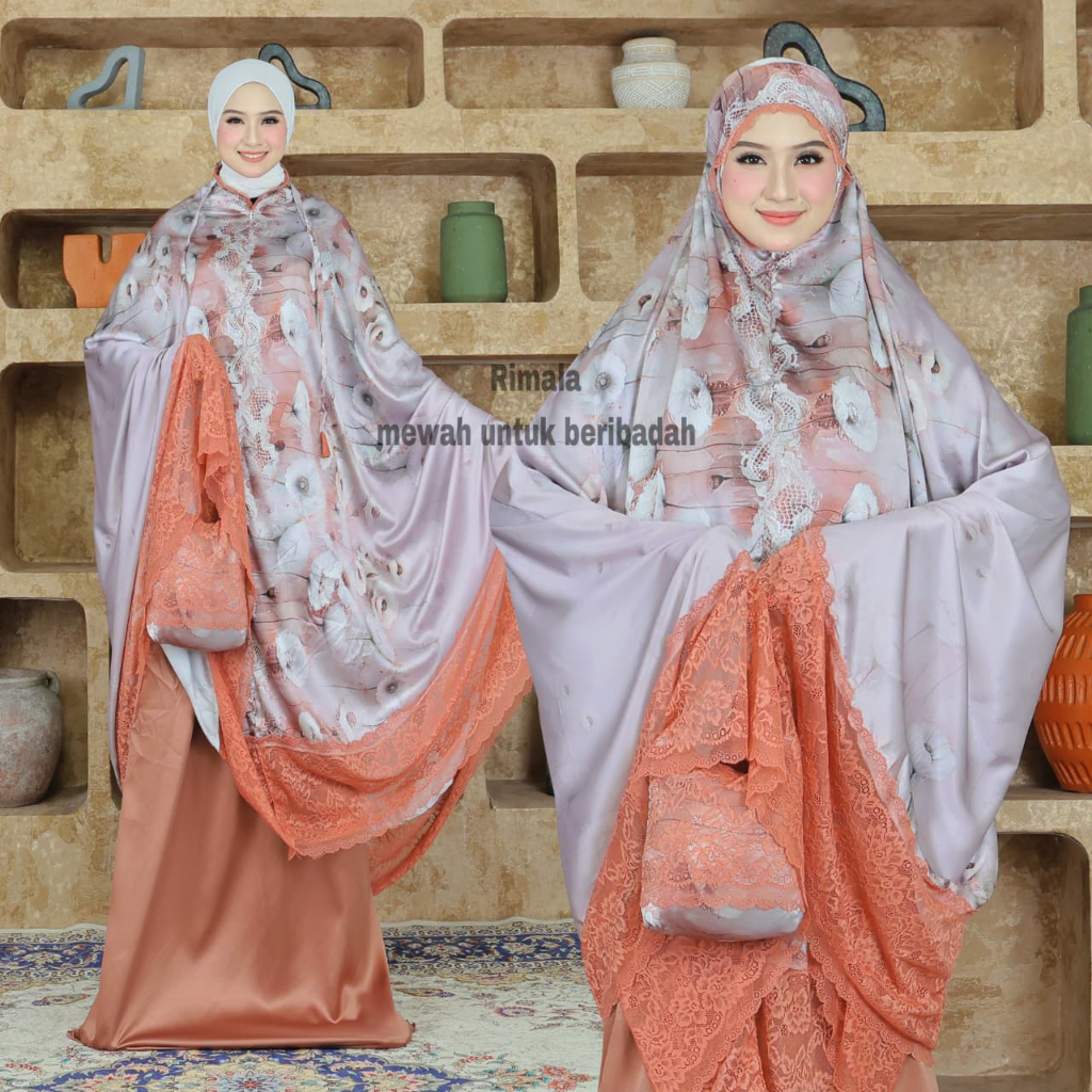ar-rahman-mukena dewasa armany silk motif 2in1 with pouch mix renda zara extra jumbo