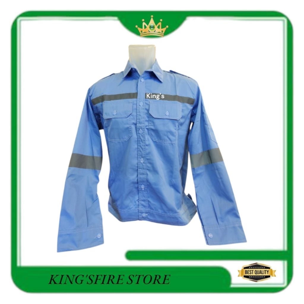 baju kemeja safety/ baju seragam safety/ Atasan baju safety/ warna biru telur asin