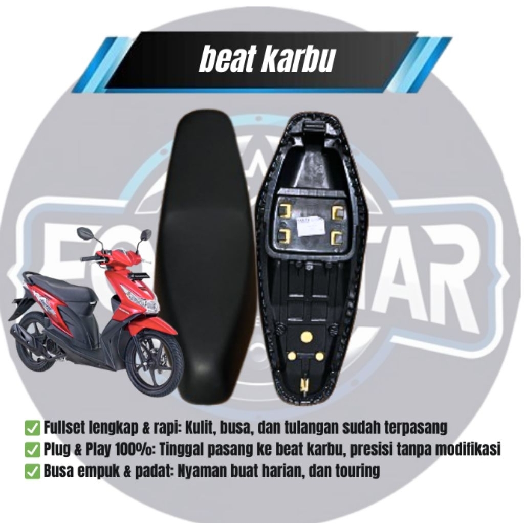 Jok Beat Karbu  Full Set – Kulit Polosan, Busa Empuk, Langsung Pasang"