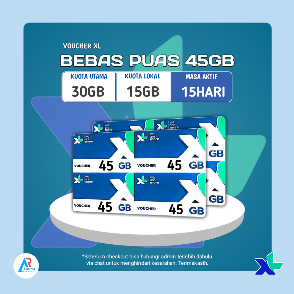 Voucher Kuota XL Bebas Puas 45GB 15Hari