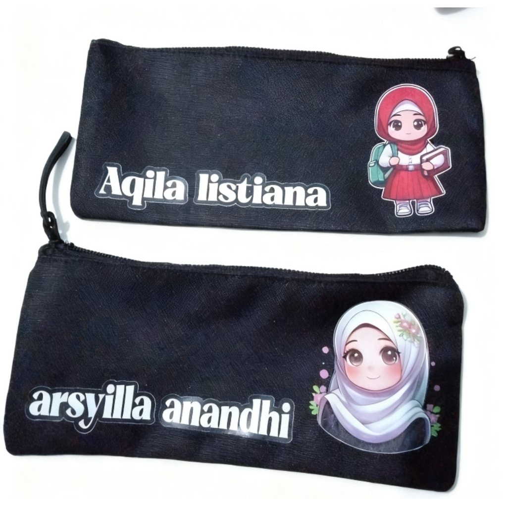 Pouch Pensil Anime Jujutsu Kaisen Bahan Kain Hitam Ukuran 21x8cm