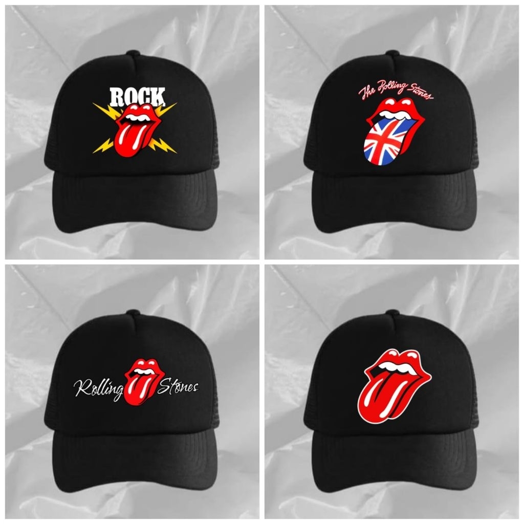 Topi pria wanita grup rolling stones/Topi base ball/Topi jaring/Topi distro keren