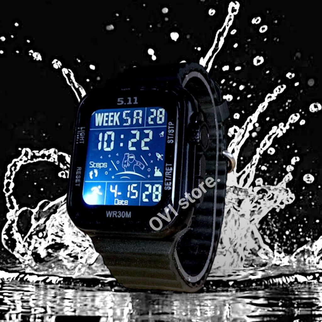 Jam Tangan 511 Digital Persegi Strap Rubber Anti Air