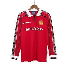 Jersey Retro MU Home LS 1998 1999 Treble Winner Grade Ori Merah M L XL XXL