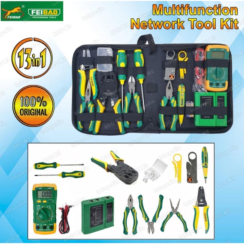 Toolkit Set Network Repair 13 in 1 Toolkit Lan Multifunction FAIBOU
