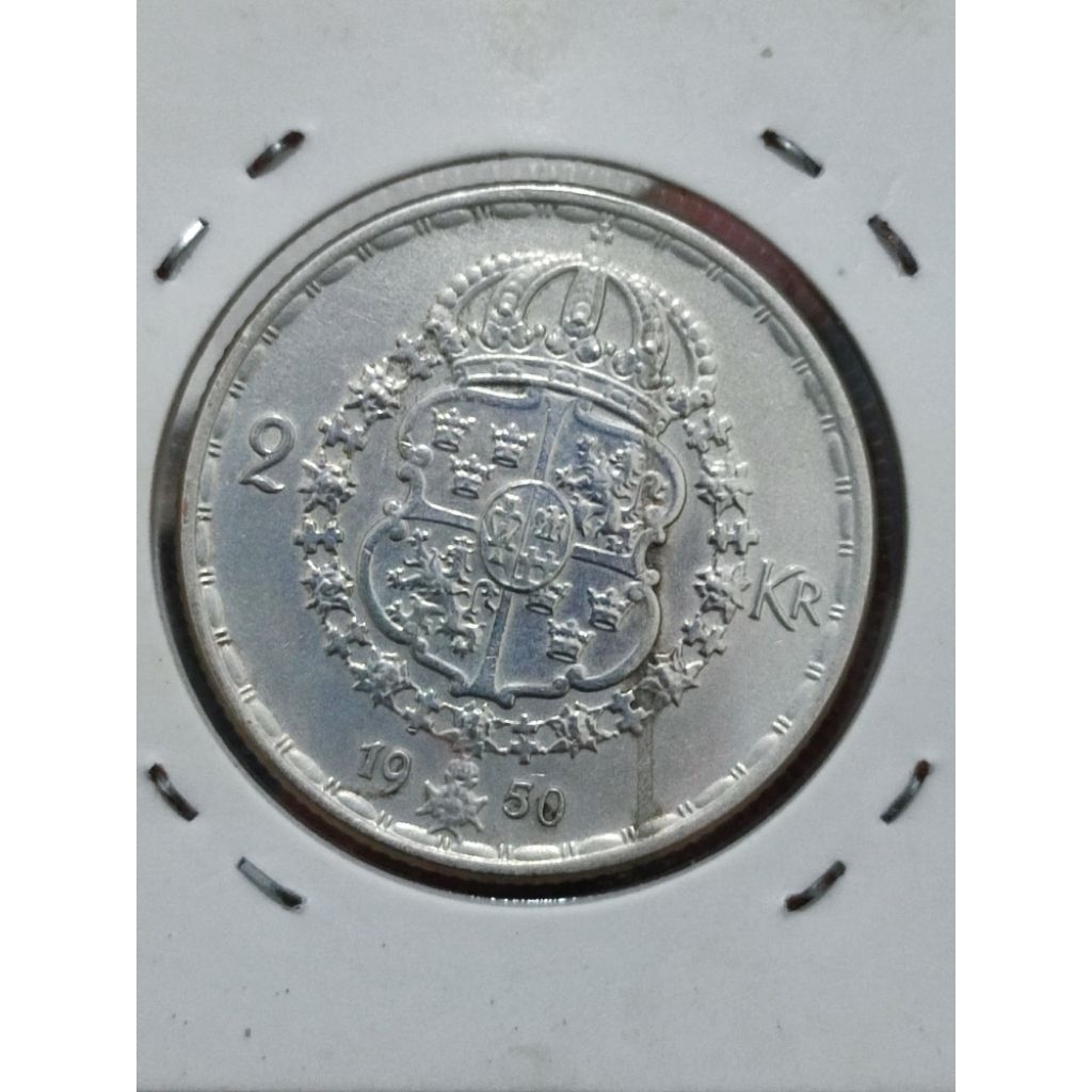 2 krona swedia silver 1950