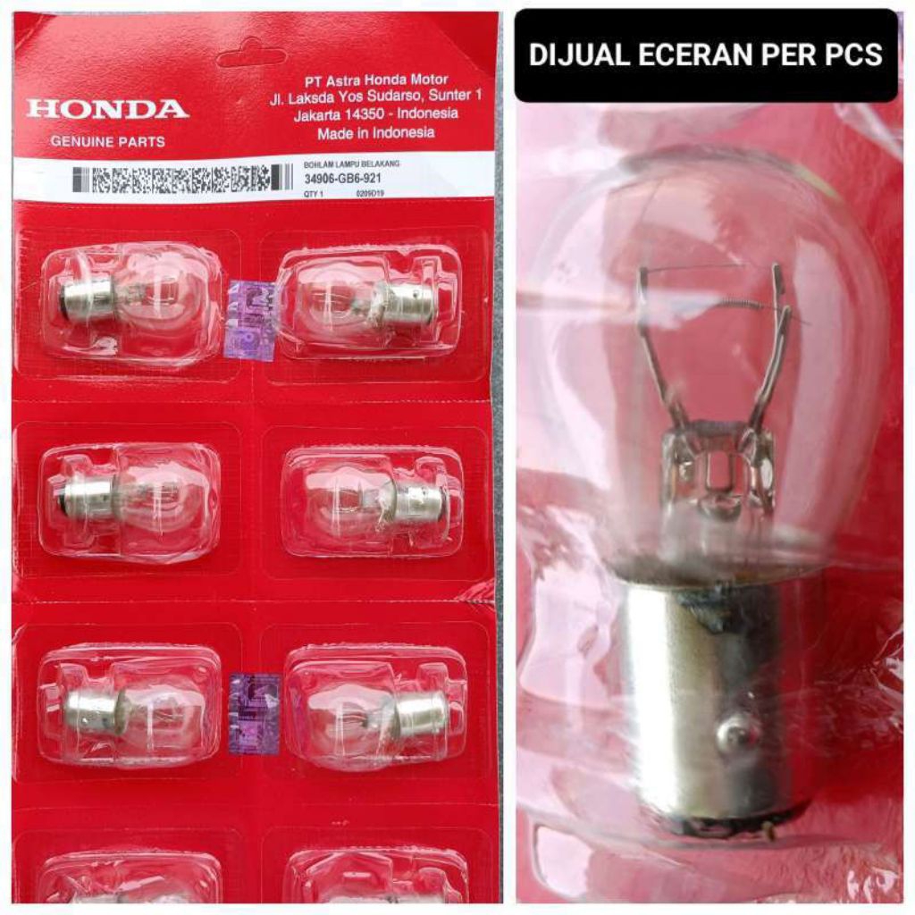 Bohlam Lampu Belakang Motor Honda - Original AHM, Kompatibel dengan Grand, Supra, Beat, Vario, Mudah