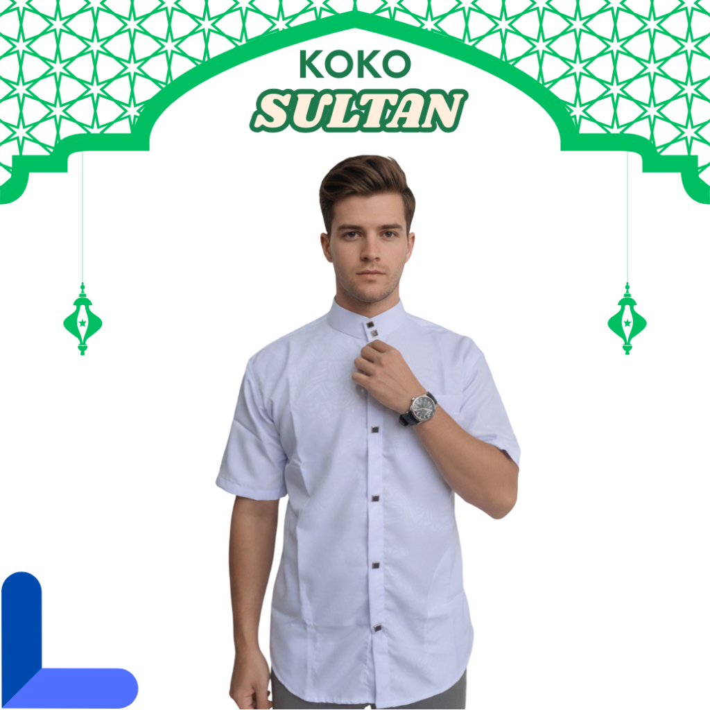 Kemeja Koko Pria Sultan Embos Motif Etnik Pendek