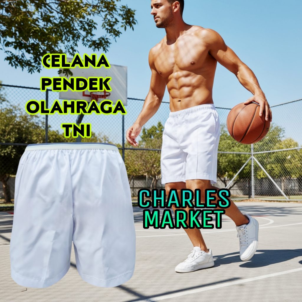 CELANA PENDIDIKAN TNI PUTIH  - CELANA PENDEK PUTIH - CELANA OLAHRAGA PRIA WANITA