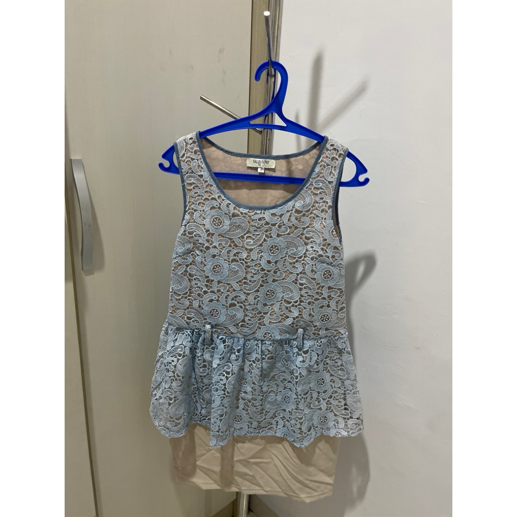Dress Brokat Biru Muda Layer Inner – Feminin & Elegant