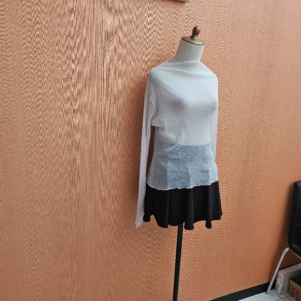 atasan wanita tile putih L cewek blouse lengan panjang transparan sexy