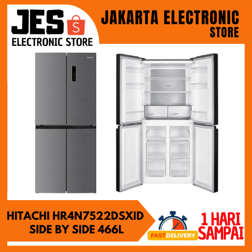 HITACHI HR4N7522DSXID - Kulkas 4 Pintu French Door 466L Inverter Bottom Freezer