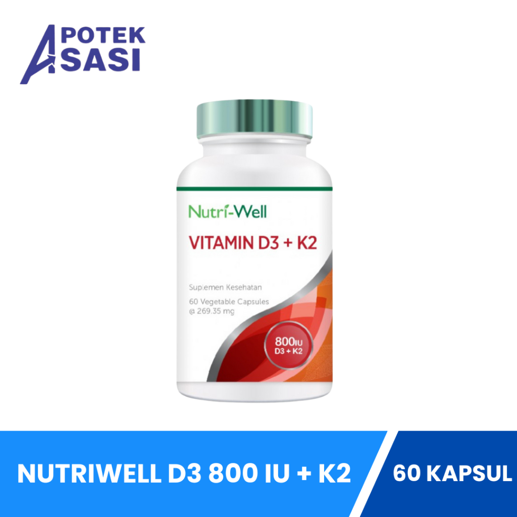 Nutriwell Vitamin D3 800 IU + K2 60 - Suplementasi Vitamin D3 + K2