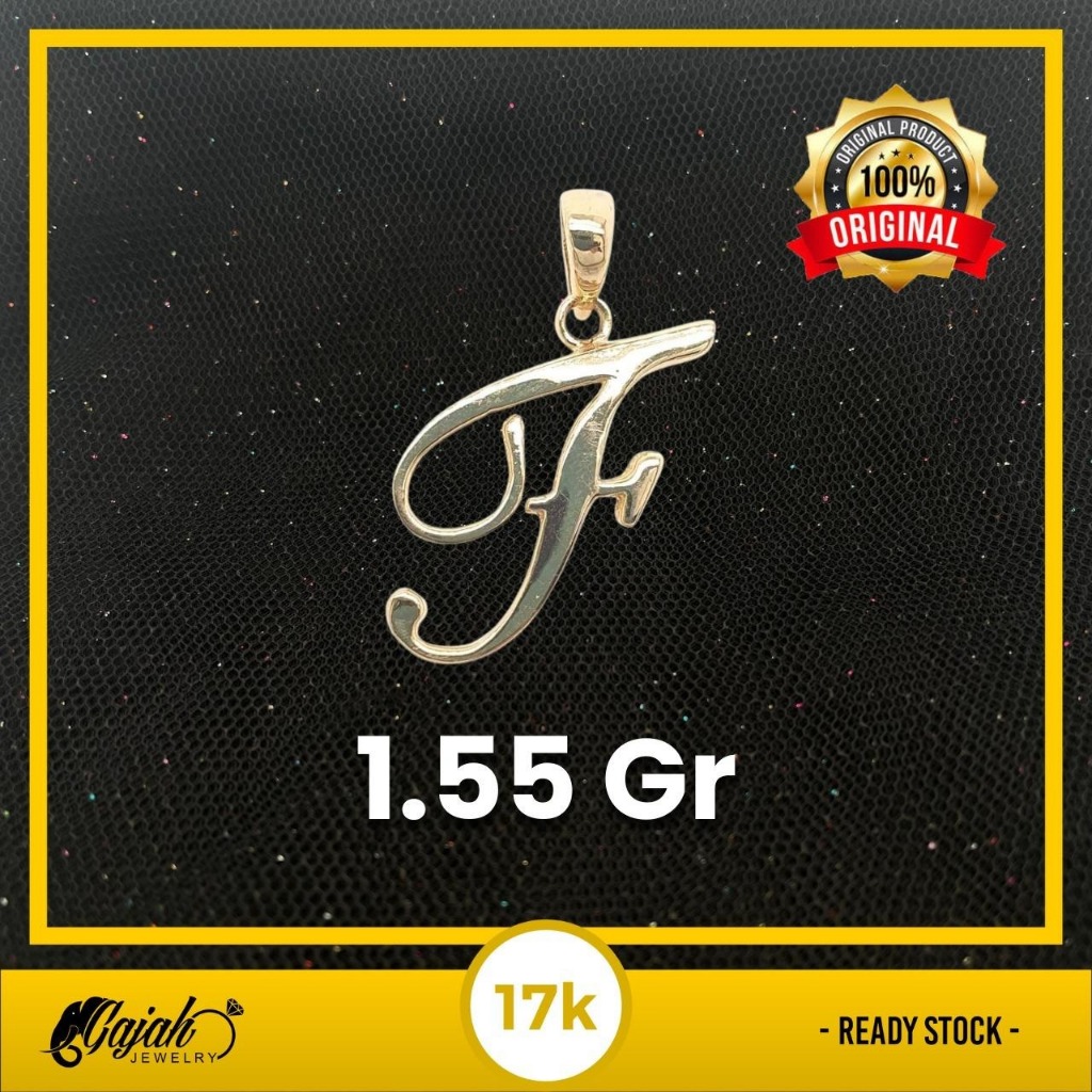 Liontin Huruf F Emas 17K -  1.55 Gram 3491