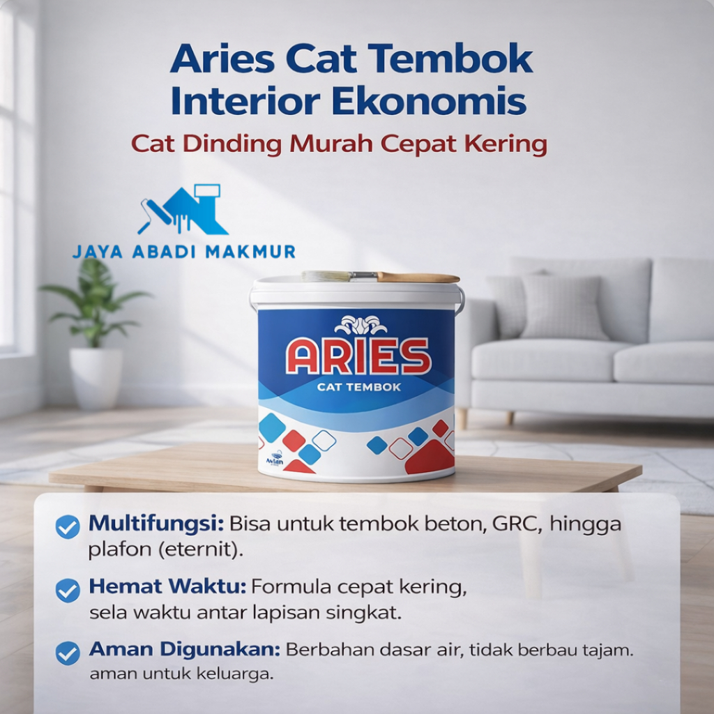 Aries Cat Tembok Interior Ekonomis 5 kg  - Cat Dinding Murah Cepat Kering