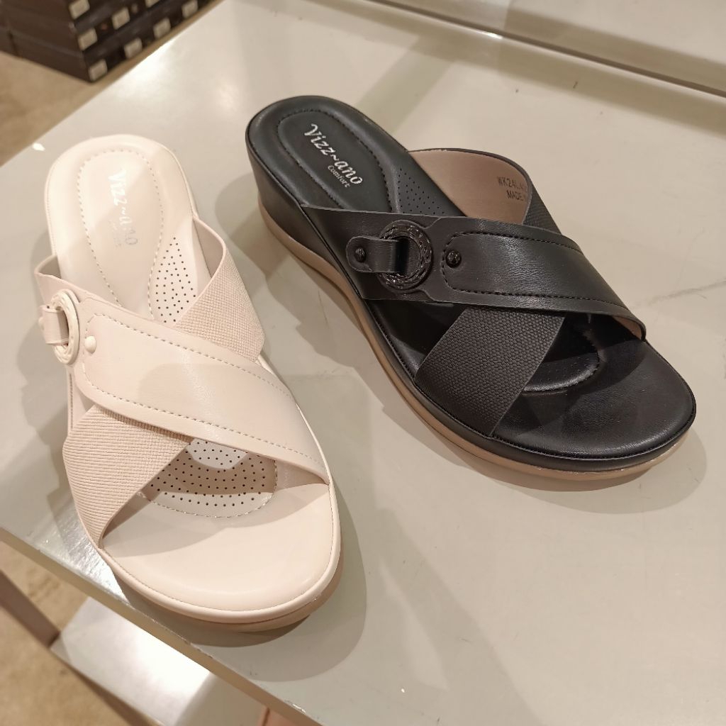 sandal wanita wedges 5cm ringan VIZZANO original