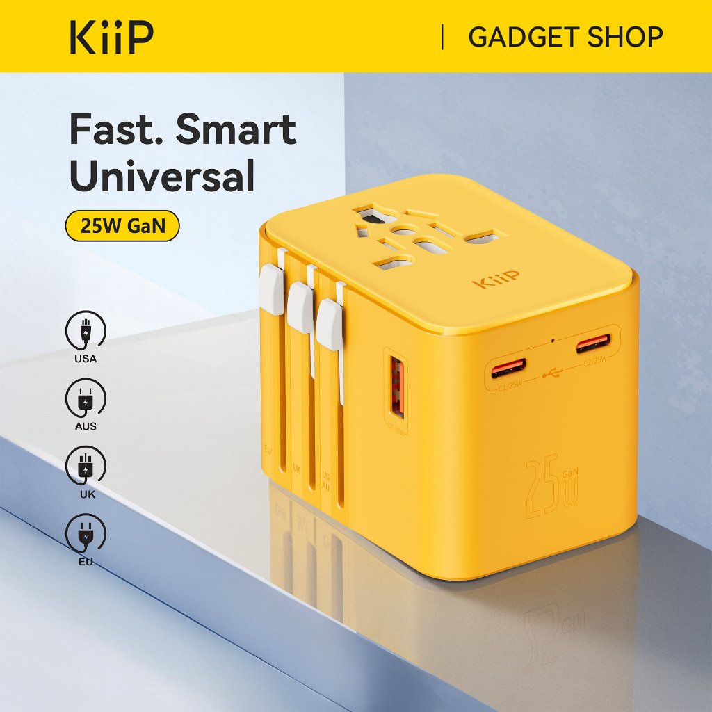 KiiP C27T Travel Adaptor GaN Adapter Charger Universal PD Fast Charging 25W