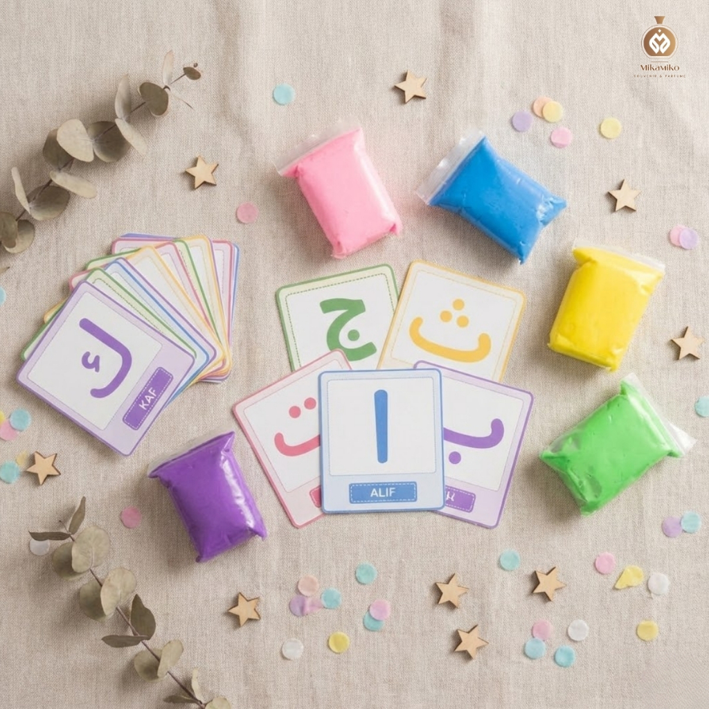 Montessori Islamic Learning Hijaiyah Clay Activity Mainan Edukasi Anak Clay Hijaiyah Color Match