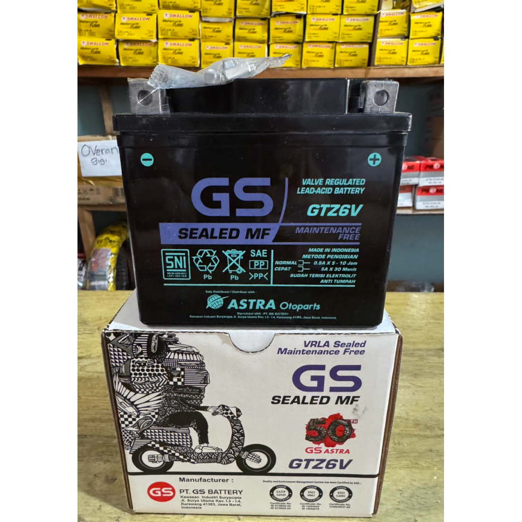 Aki Kering GS Astra GTZ6V Vario125/150/Fu/CBR 150R 100%Original Astra