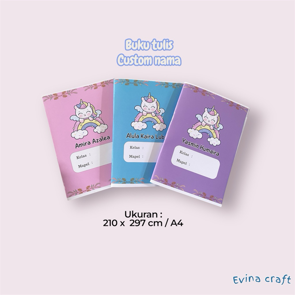 BUKU TULIS CUSTOM NAMA ANAK MUSLIM DAN MUSLIMAH