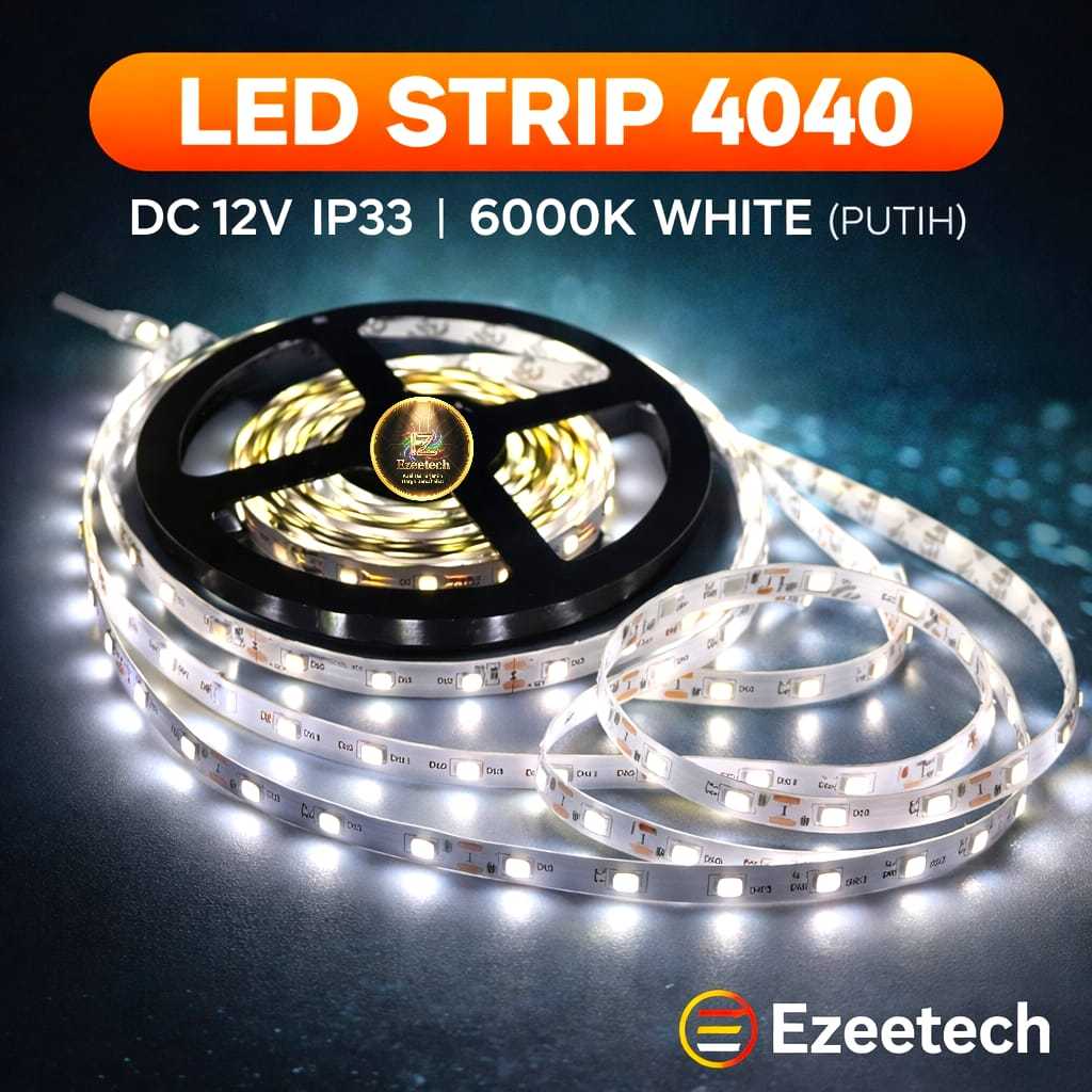 LAMPU LED STRIP 4040 DC 12 VOLT IP 33 / LAMPU STRIP 12V Putih.