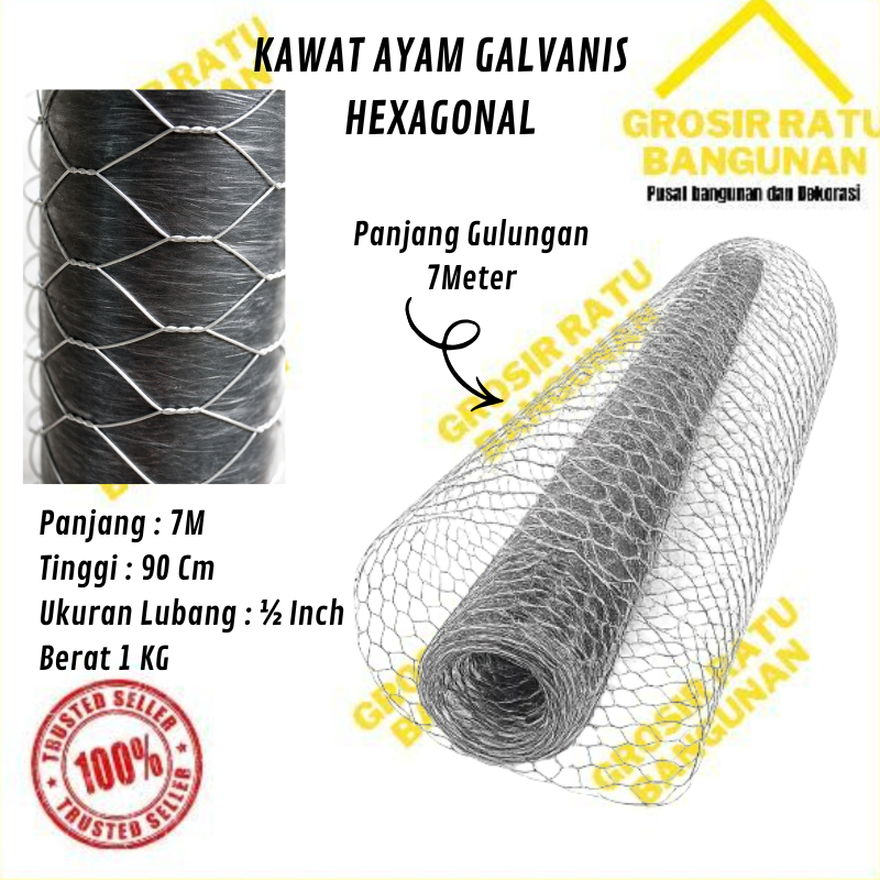 Kawat Ayam kawat kandang 7.5m / HEXAGONAL MESH / CHIKEN WIREMESH / Per Roll Kawat Ayakan