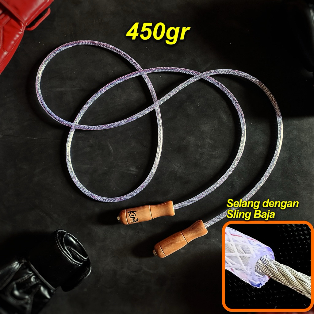 450gr Selang + Sling Baja Tali Skipping Muaythai  Boxing Weighted Jump Rope Lompat tali berat