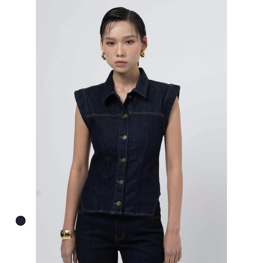 Amygo Store – Denim Vest Top | Atasan Denim Wanita | Slim Fit | Denim Premium