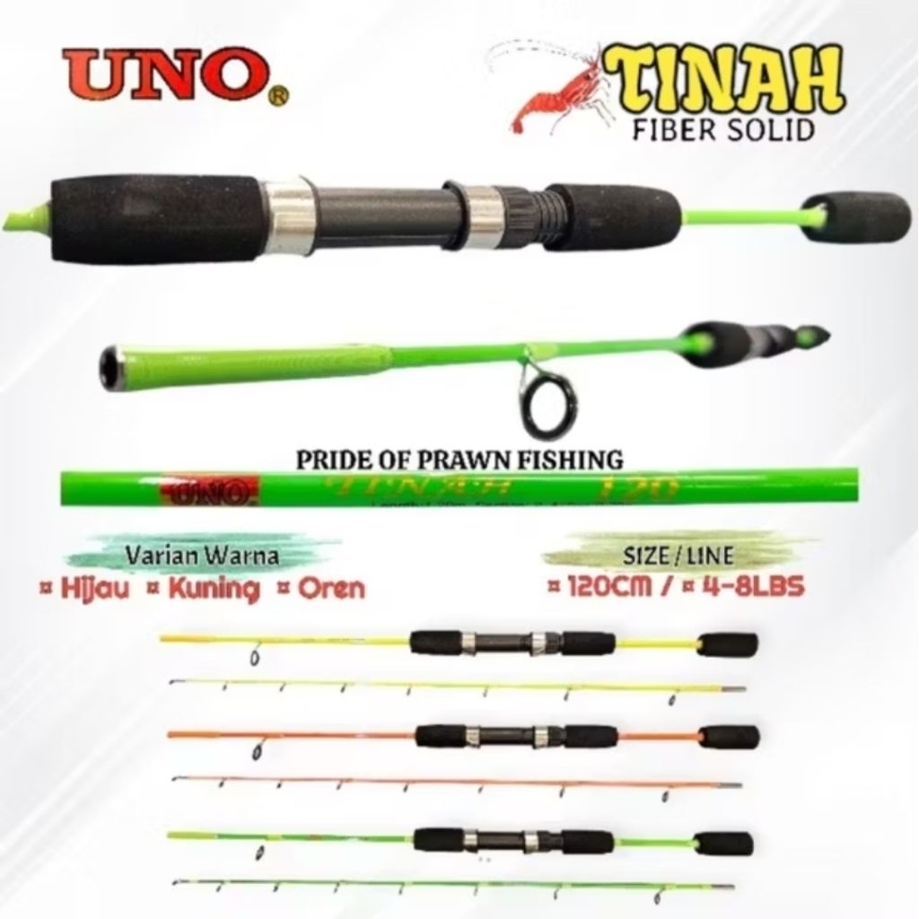 Joran Spinning Uno Tinah 120cm Japan Style / Joran Pancing Udang Stabilo Fiber Lentur 120 cm Uno Ori