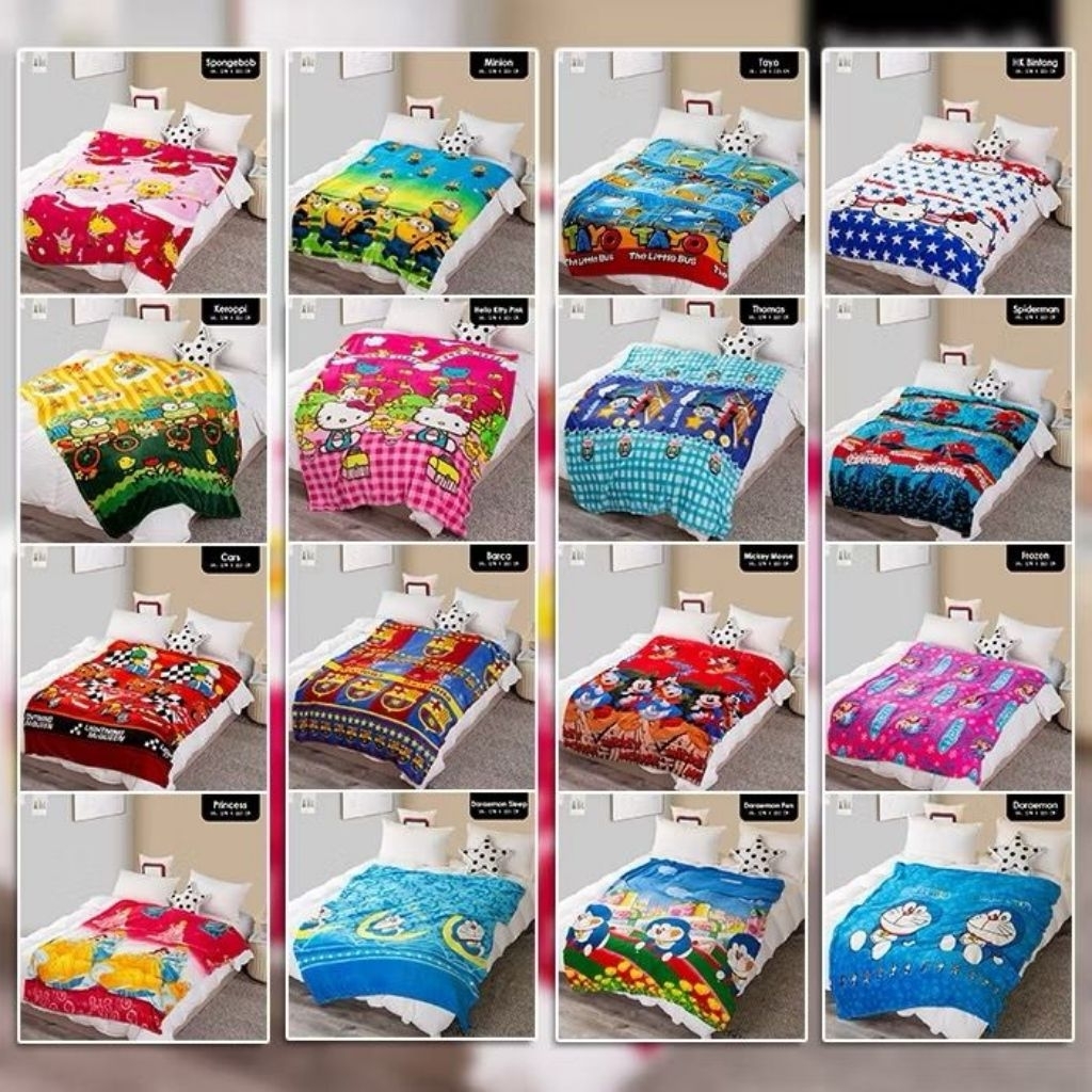 (SELIMUT BULU KARAKTER)•selimut karakter•selimut motif bulu halus•selimut lembut