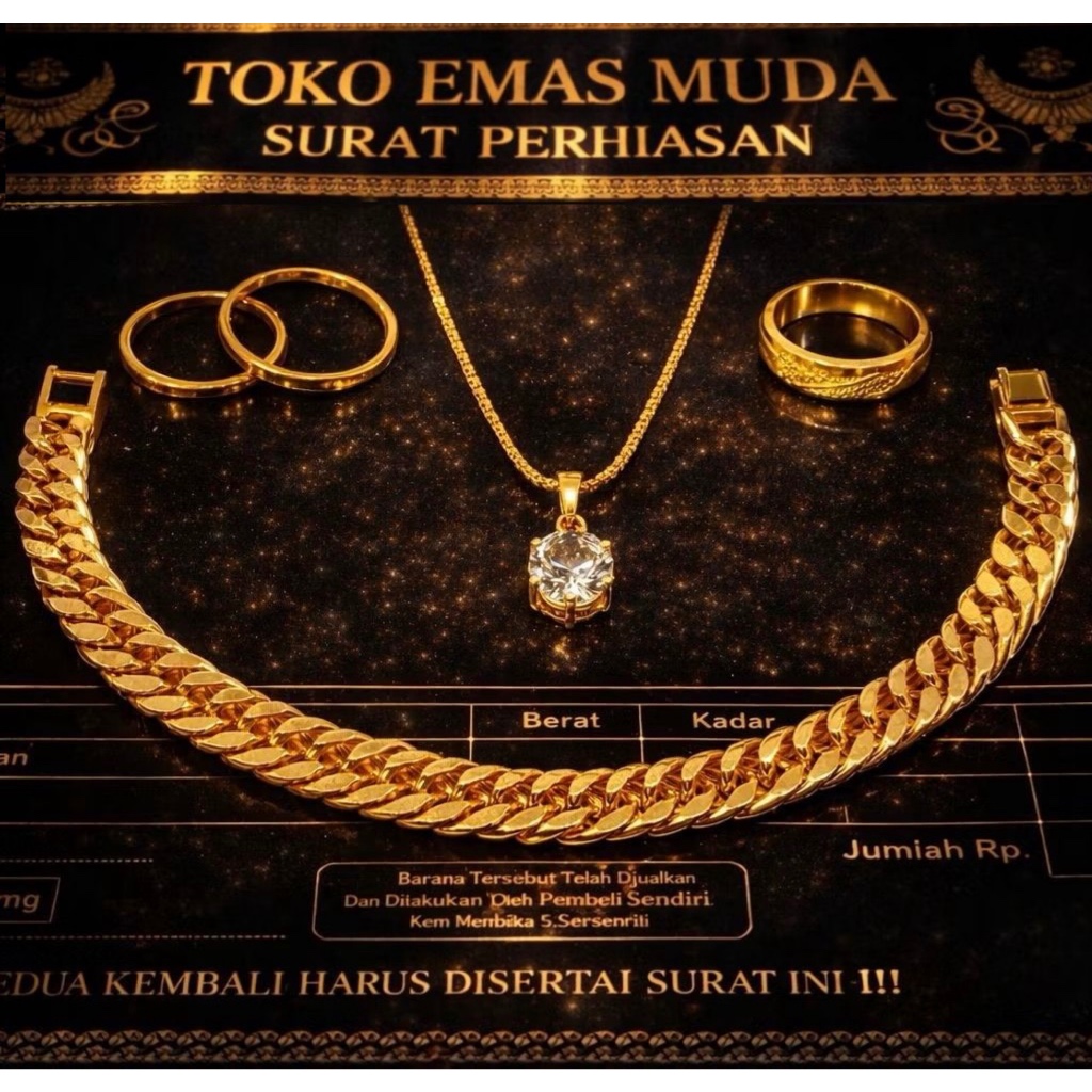 Set Perhiasan Wanita Kalung Milano Liontin Permata Berlapis Emas Muda Mewah Elegan Dapat Surat Toko