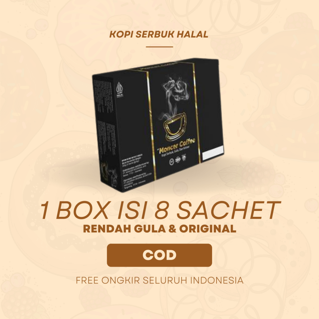 Kopi NFMoncer 8 Sachet Rendah Kafein Halal BPOM Serbuk Kopi 250ml Diabetes Hipertensi