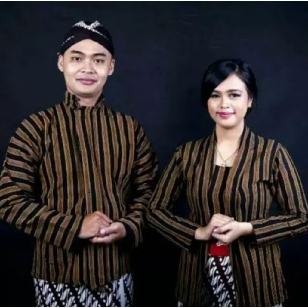 Baju Adat Jawa Lurik Surjan Pria & Kutubaru Wanita, Bahan Premium Asli Tenun