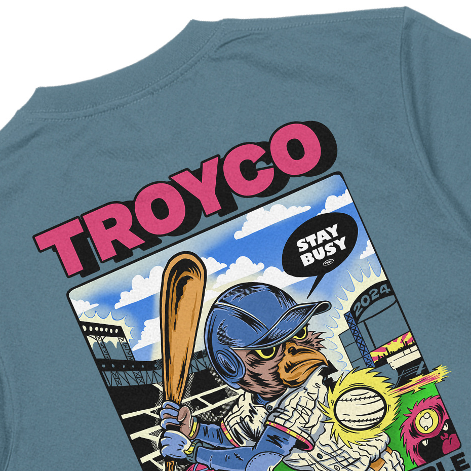 Troy Company Tshirt Mineral Blue Batter Baseball - Kaos Lengan Pendek Kaos Biru Mineral MTD 2842