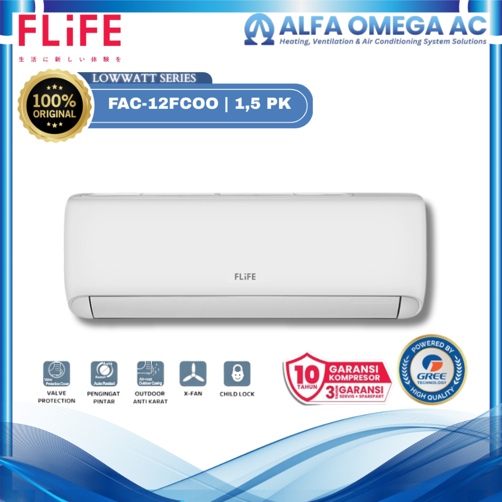 Gree AC Low Watt FCOO Series 1.5 PK - FAC-12FCOO
