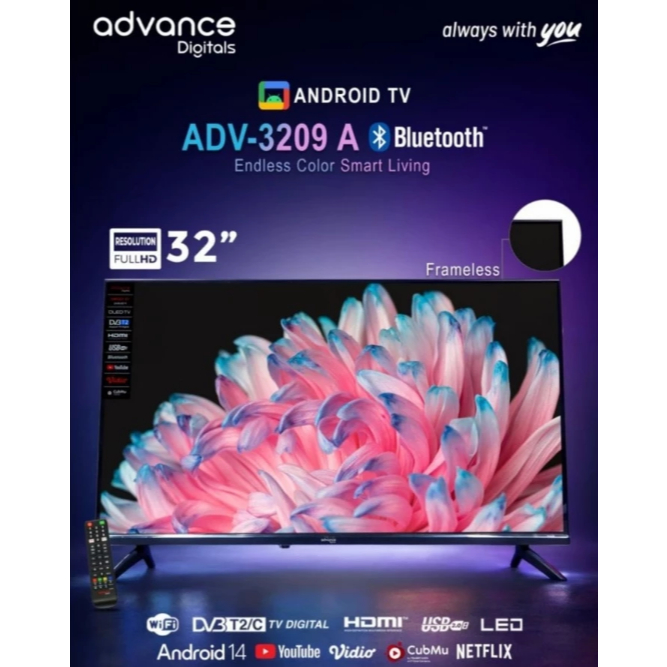 ADVANCE ANDROID LED TV 32INCH FRAMELESS ADV 3209A BLUETOOTH