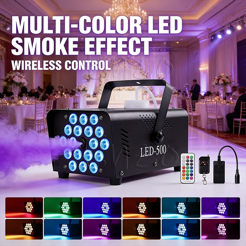 Lampu sorot panggung mesin asap panggung 2200W LED RGB portabel warna-warni lampu sorot panggung asa