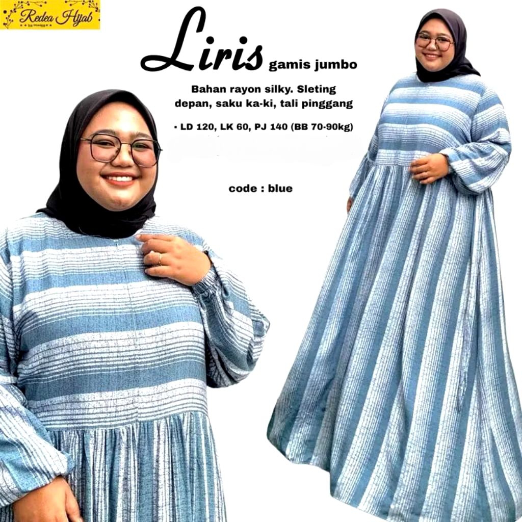 Gamis Busui Liris Jumbo Maxy Dress Bahan Rayon Silky Motif Garis Busui Allsize LD120 By Redea