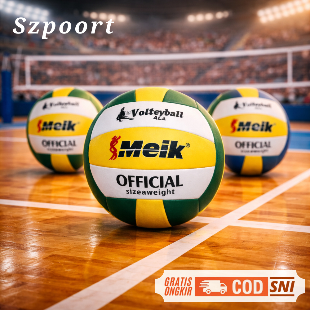 Szpoort - Bola Voli Meik Official Size 5 Bahan Kulit PU Soft Touch Volly Ball Premium Ukuran 5
