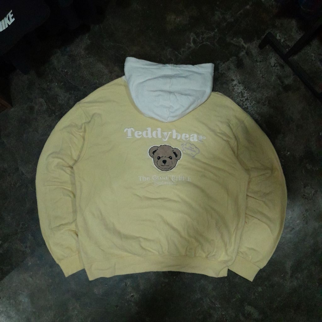 MUAH MUAH X THE GREAT BRITISH "TEDDY BEAR" ZIPPER HOODIE SOFT YELLOW/WHITE