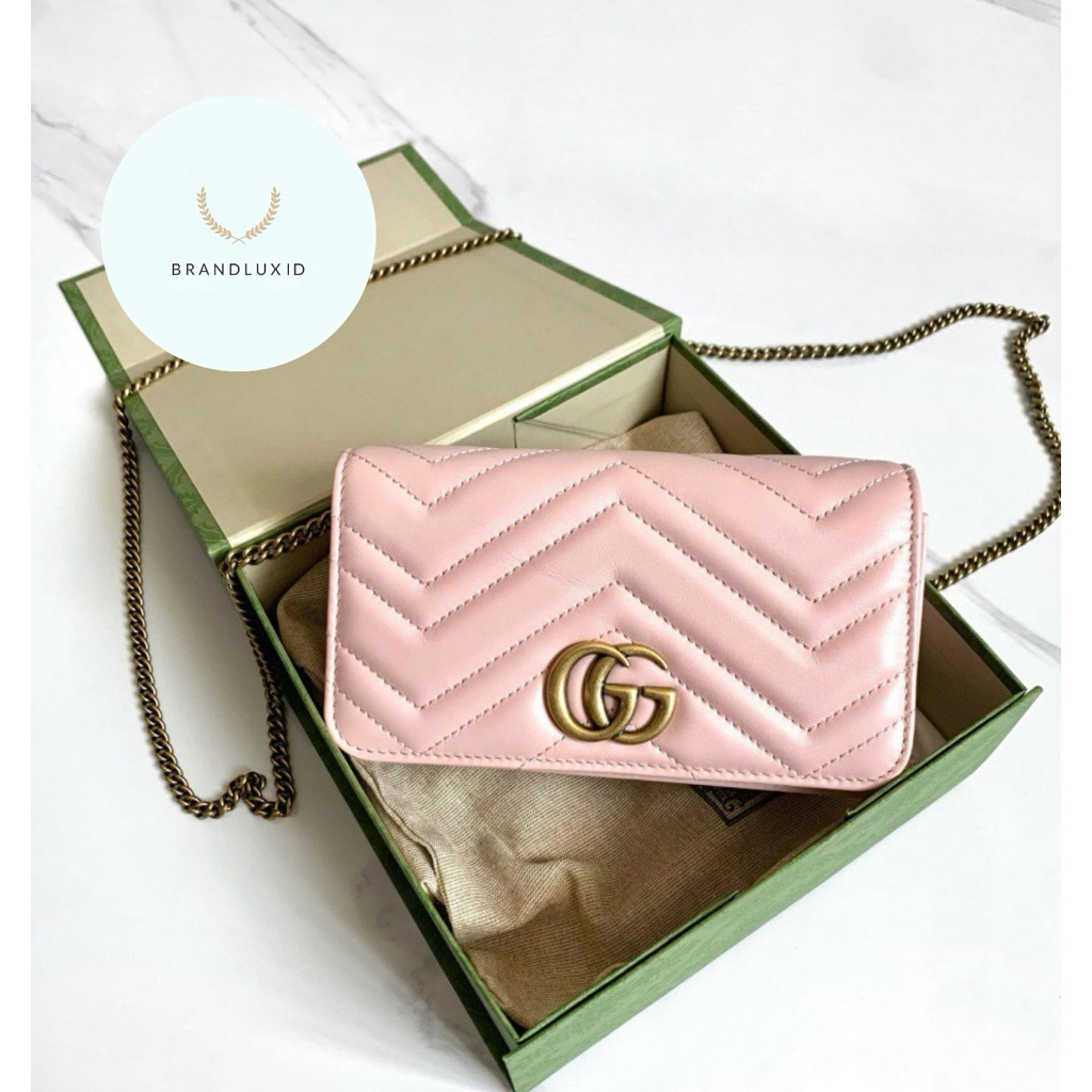Gucci WOC / Wallet on Chain Marmont Mini Flap Pink