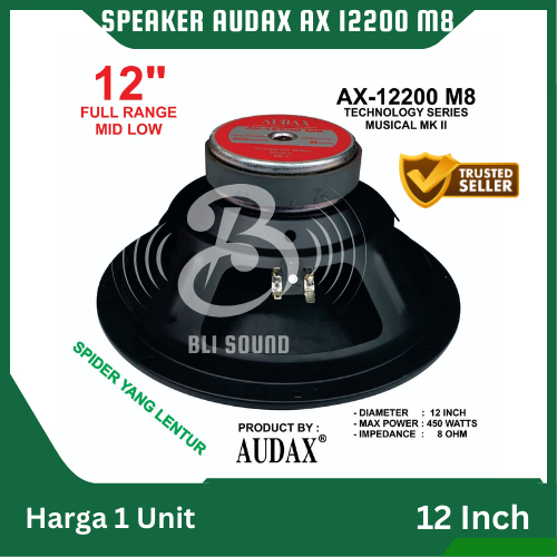 SPEAKER AUDAX 12 INCH AX 12200 M8 FULL RANGE MID LOW AX-12200 M8 ORIGINAL