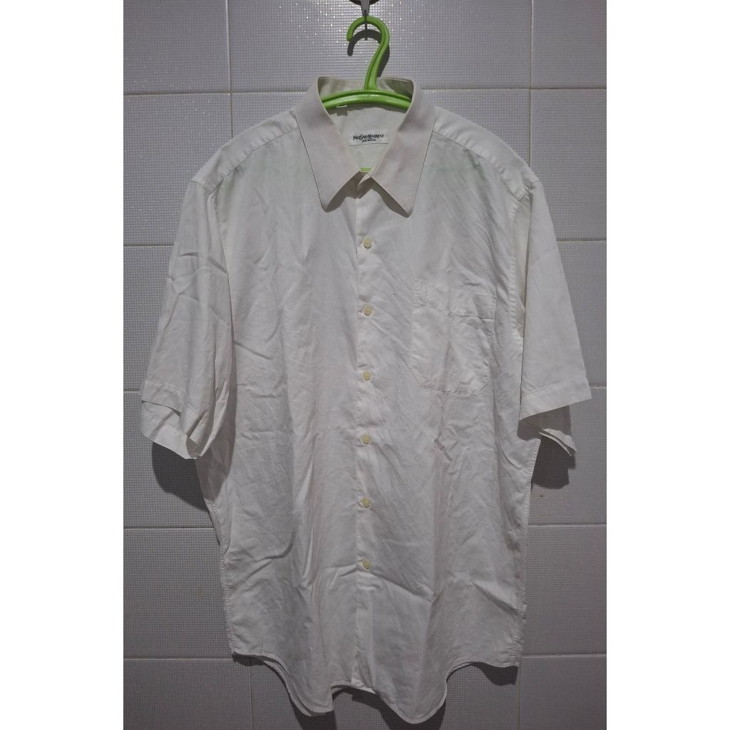 Yves Saint Laurent Button Down Shirt white, baju kemeja putih, size L-XL