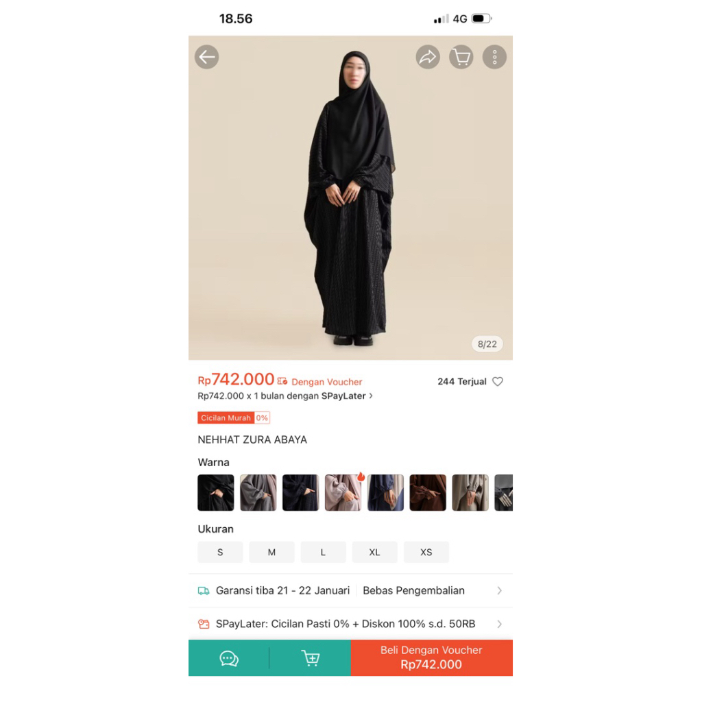 preloved nehhat zura abaya size xs