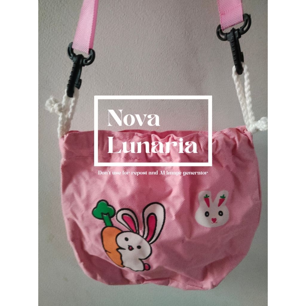 [PRELOVED] Tas Selempang Serut Kelinci - Pink