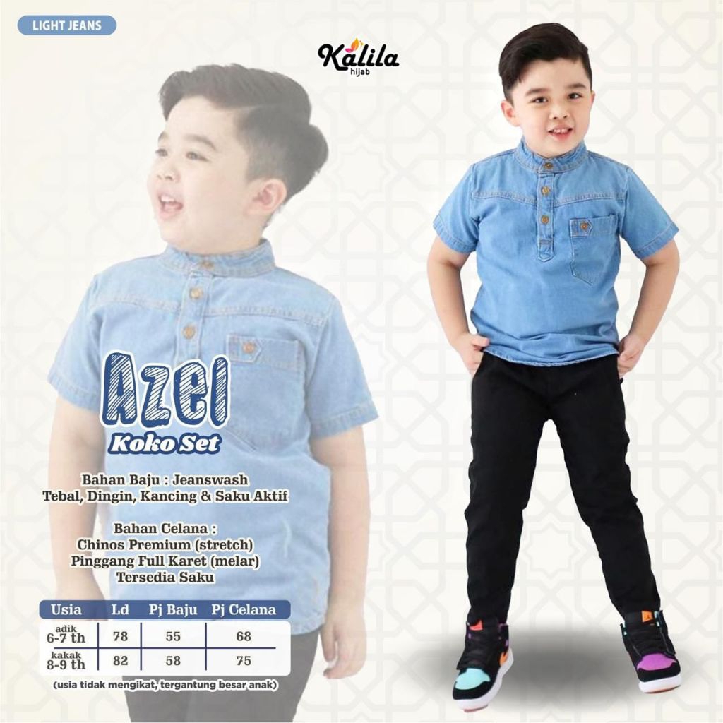 Azel Setelan Koko Anak jeans celana chinos bestseller by Kalila