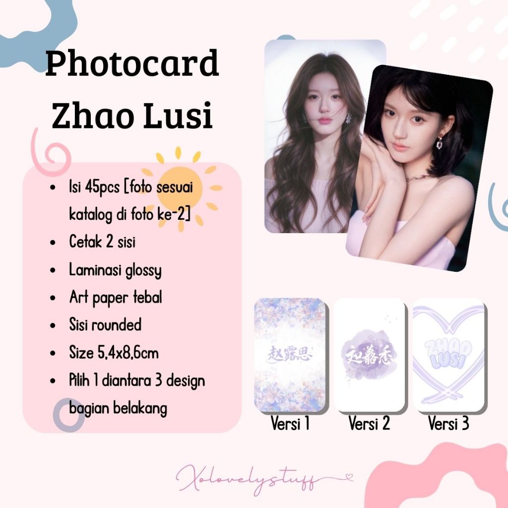 [SET] Photocard Zhao Lusi Aktris Drama China 45 Pcs Art Carton Laminasi Glossy